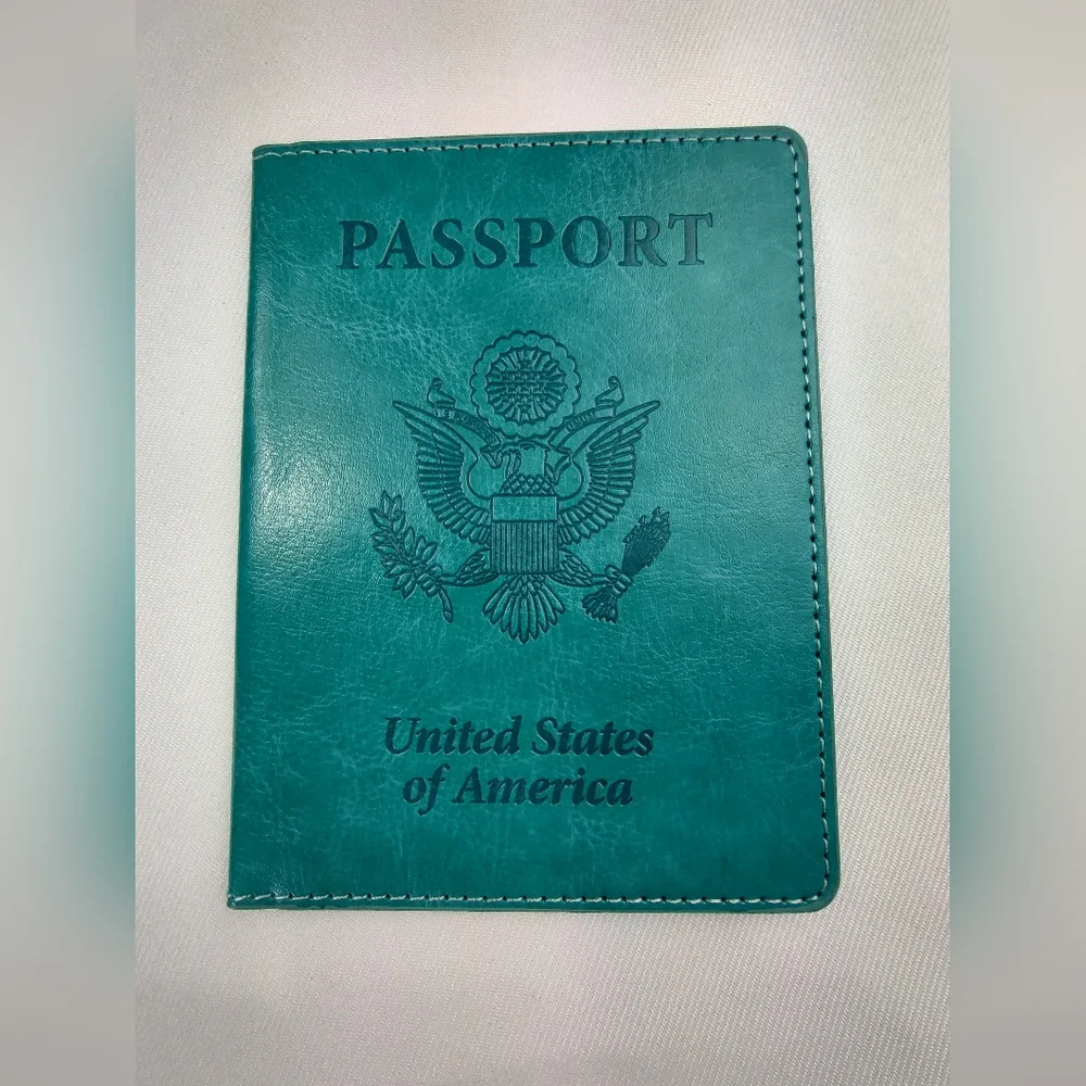 TEAL GREEN US Passport Holder Protector Cover Travel Bifold Organizer BB-128